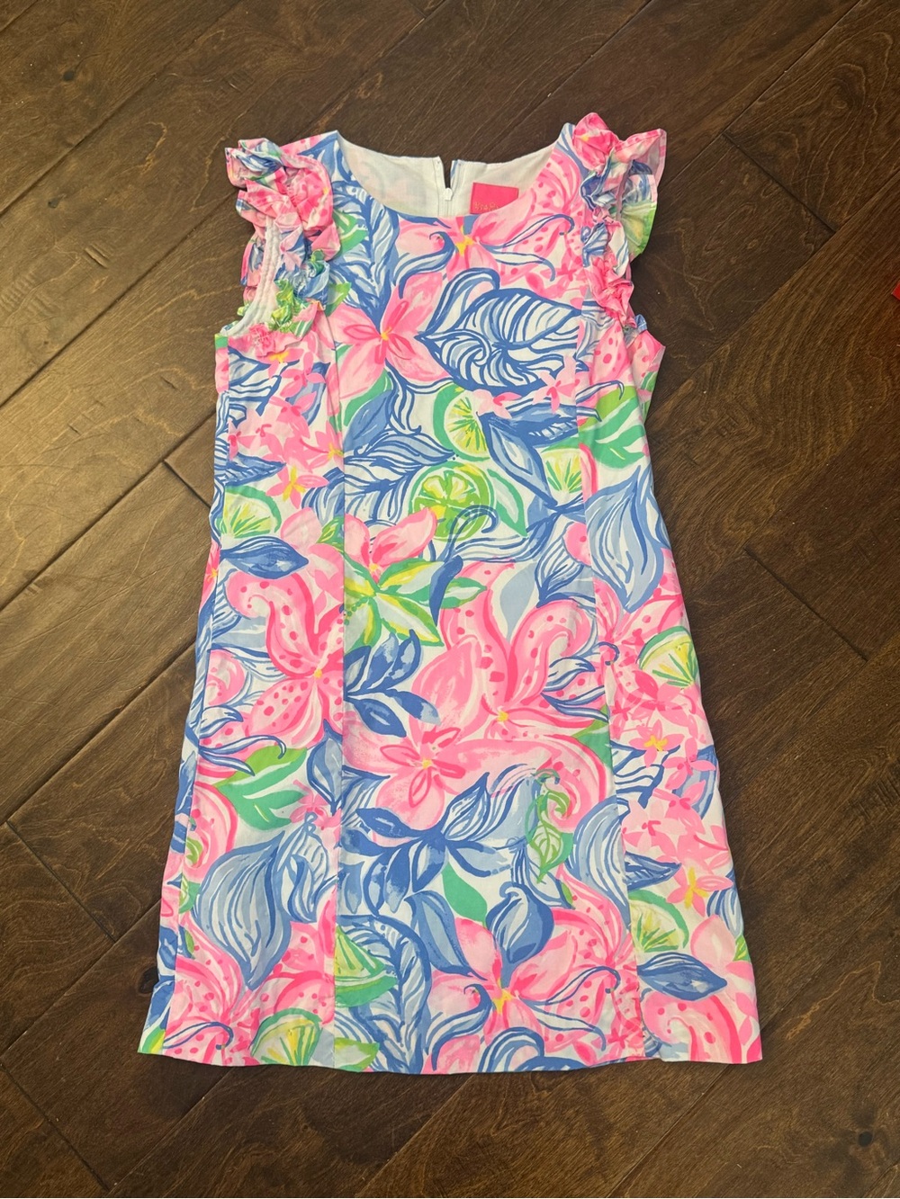 Lilly Pulitzer Pink, Blue & Green Floral Ruffle-Sleeve Dress